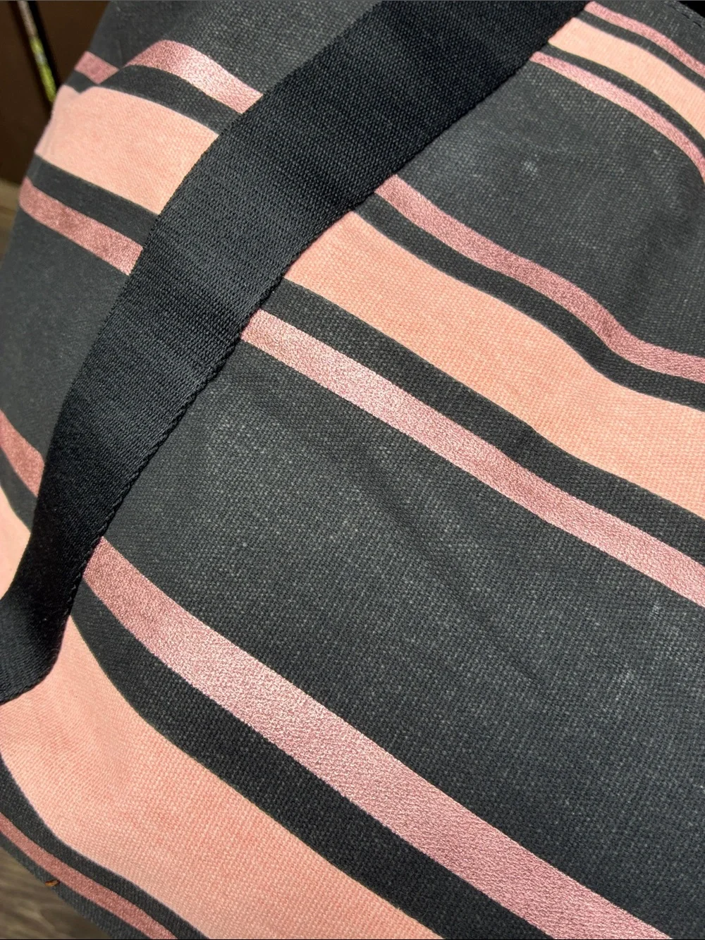 NWT Victoria's Secret Black & Pink Striped Tote Bag